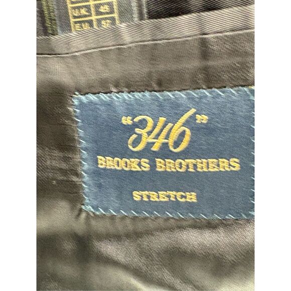 Brooks Brothers Blazer Suit Jacket Striped Navy Blue Men Size 45 R Wool Stretch - Picture 4 of 11